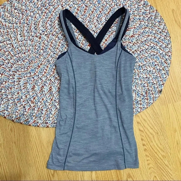 Lululemon run for gold tank heathered blue Sz4 - Picture 5 of 10